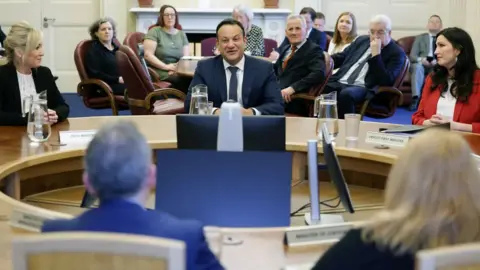 Reuters Leo Varadkar, Michelle O'Neill and Emma Little-Pengelly
