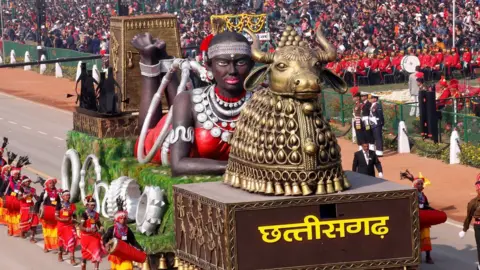 Reuters A float from Chhattisgarh state is displayed during India's Republic Day parade in New Delhi, India, 26 January.