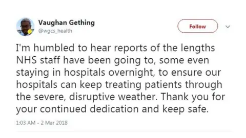 Twitter Tweet from health secretary Vaughan Gething