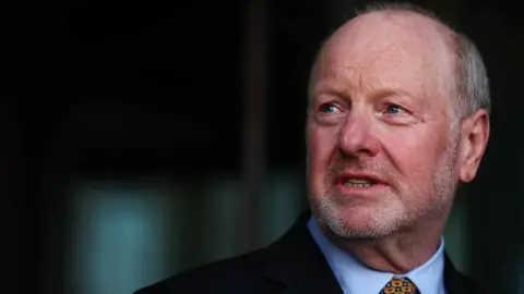 Getty Images Alan Bates, former sub postmaster leaves Portcullis House on Tuesday