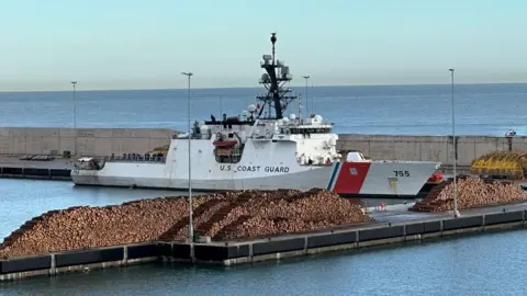 US Coast Guard ship berthed in Aberdeen.