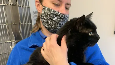 Cats Protection Maryann Watkins and Colin the cat