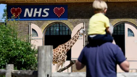 REUTERS/Toby Melville NHS sign over giraffe keep