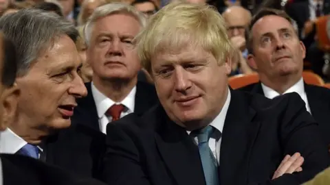BBC Boris Johnson, Philip Hammond, Liam Fox and David Davis at last year's Conservative party conference
