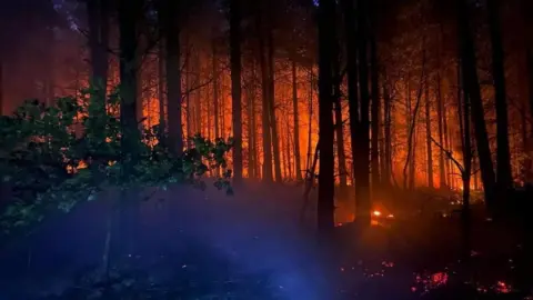 Tuxford Fire Station Sherwood Forest on fire