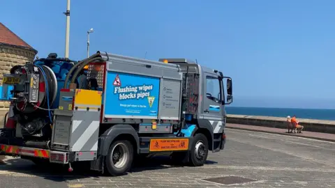 Yorkshire Water van on Marine Drive in Scarborough