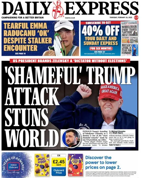 Daily Express headline reads: 'Shameful' Trump attack stuns world