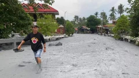 Man walks through cold lava barefoot
