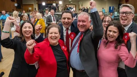 Labour celebrate their victory in Hamilton