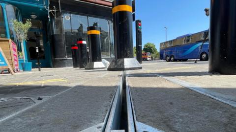 File picture of bollards on a street