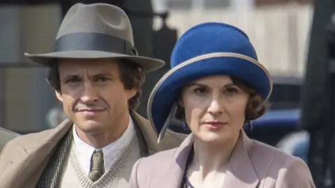 John McLellan Michelle Dockery on set in Harwich for the second Downton Abbey film