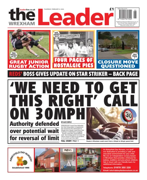 Wrexham Leader Wrexham Leader front page 