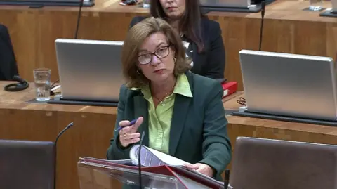 Senedd Cymru Eluned Morgan answering questions in the Senedd chamber on Tuesday