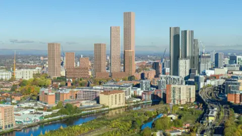 Henley Investments/Matt Brooks A CGI of a proposed development at Regent Retail Park in Salford