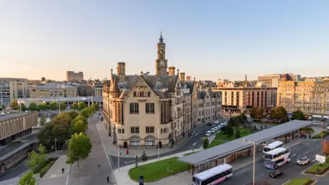 Getty Images Aerial view of Bradford city centre