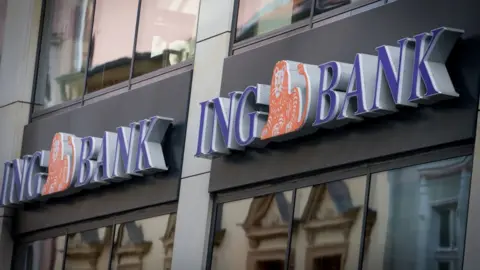 Getty Images ING Bank logos outside a branch