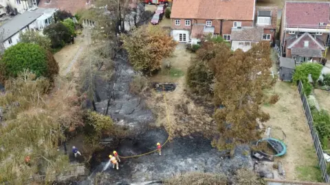 Pink Spitfire Aerial Photography Drone picture of Ashill fire