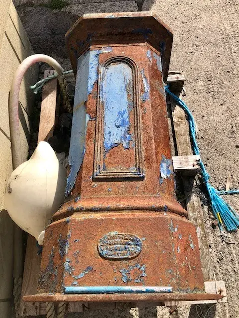 RNLI/Penlee Collection box prior to restoration in crate