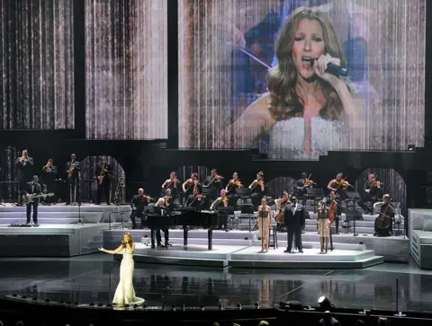 Getty Images Celine Dion performs during the first night of her new show at The Colosseum at Caesars Palace March 15, 2011 in Las Vegas, Nevada