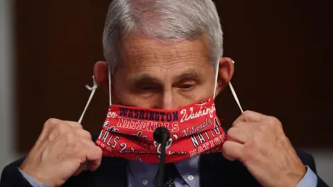 Getty Images Tony Fauci dons mask at a hearing