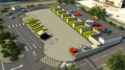 Cambridgeshire County Council Mock-up of March's new recycling centre