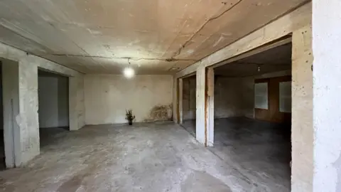 Grace Livingston Inner part of the potato composition: floor concrete, and a single light bulb hangs on the ceiling. Concrete pillars support the ceiling and what seems to be a dry pile of flowers standing in weight located at the far end of the room 