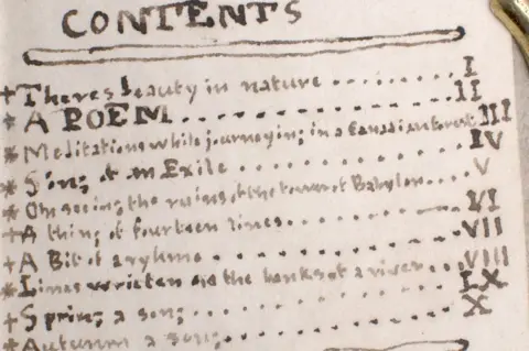 James Cummins Bookseller Contents page for Book of Ryhmes