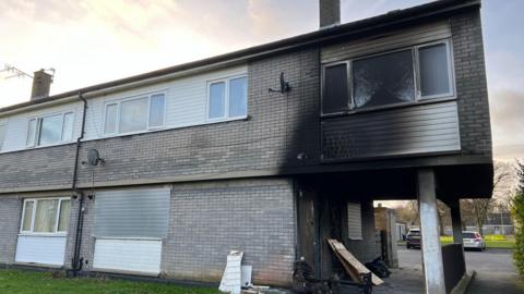 The house in Forth Close which was damaged by the fire