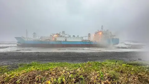 Taiwan Coastguard Administration One of the foreign ships that ran aground