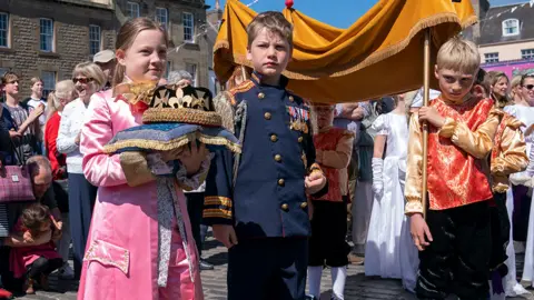 PA Media Re-enactment of Queen's coronation, in Kelso in the Scottish Borders