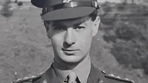 Nerys Pipkin Black and white 1940s photo of Major Bryan Hilton Jones, smartly dressed in military uniform