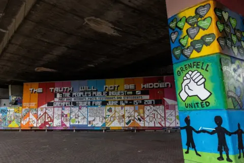 Getty The Grenfell 'Wall of Truth' under the A40 Westway