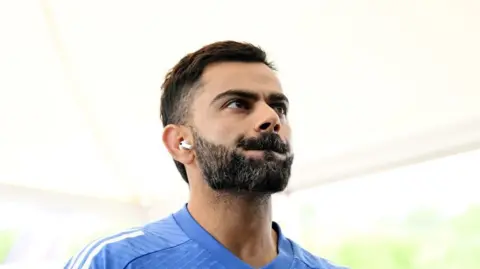 Virat Kohli of India arrives at the stadium prior to the ICC Men's T20 Cricket World Cup West Indies & USA 2024 Super Eight match between Australia and India at Daren Sammy National Cricket Stadium on June 24,