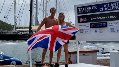 BBC Adam and Charlie celebrating finishing