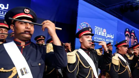 Reuters Honour guard members perform during the 43rd Annual Meeting of the Islamic Development Bank Group in Tunis, Tunisia April 4, 2018.