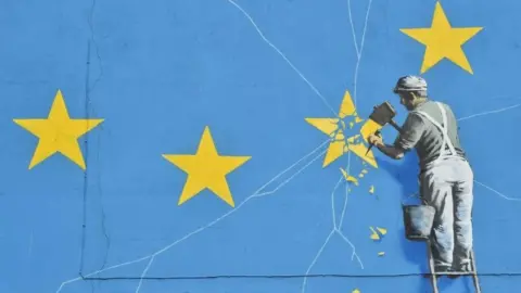 AFP Banksy Brexit mural in Dover