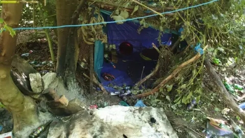 Merseyside Police Tent at site of 'illegal rave'