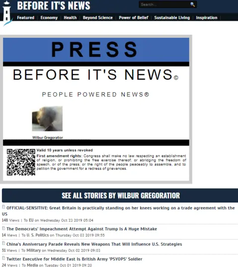 Beforeitsnews.com screenshot of contributor page from Before It's News