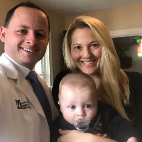 Patrick Lowe Patrick Lowe, his wife Jaclyn and son Jack, after his virtual graduation