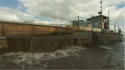 BBC Sand being dredged from Lough Neagh