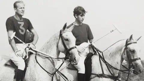 Clarence House The Duke of Edinburgh seen beside the Prince of Wales playing polo in 1966