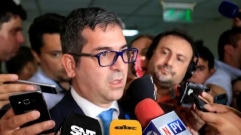 Reuters Prosecutor Marcelo Pecci talks to the media, Asuncion, Paraguay - March 10, 2020.