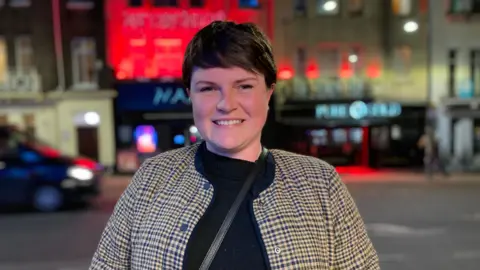 Andy Trigg/BBC Jo, a clubber, on Prince of Wales Road in Norwich