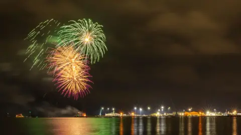 Getty Images Fireworks over Poole Quay