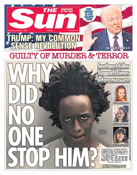 The headline in The Sun reads: "Why didn't anyone stop him?"