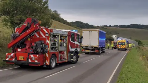 Eddie Mitchell  Emergency services at the scene of the crash 