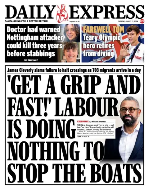 Headline in Daily Express: Labor takes no action to stop boats