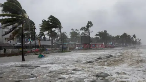 Flooding sea water in Kuakata, Bangladesh