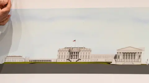 Architect Shalom Baranes shows plan for a new $400 million ballroom at the White House.
