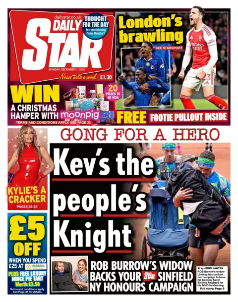 "Kev's the people's Knight" reads the headline on the front page of the Daily Star.